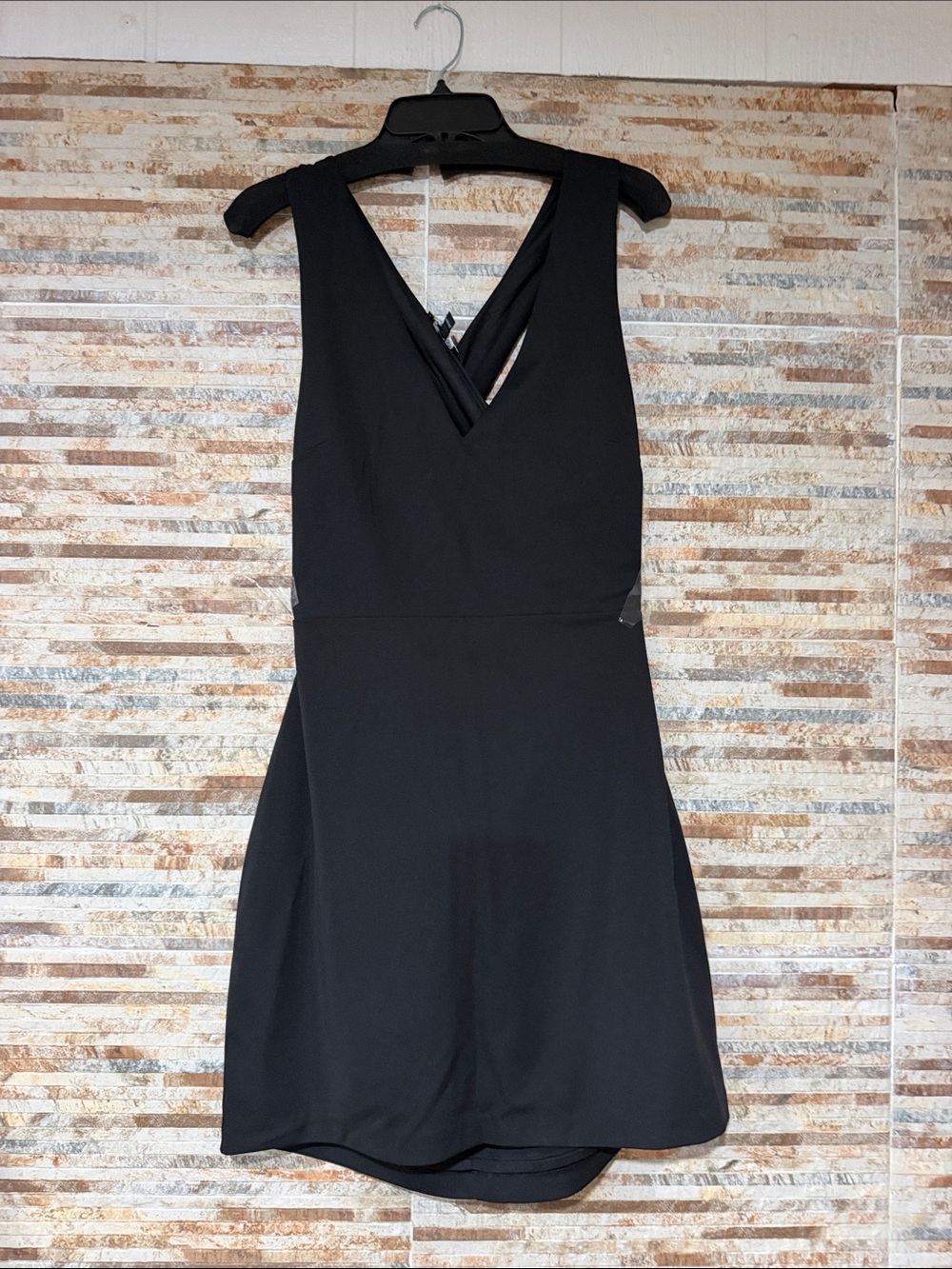 Express Black V-Neck Sleeveless A-Line Mini Dress